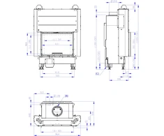 Plieninis židinio ugniakuras Romotop KV HEAT H3LE01 66.50, juoda pakura IGN su pakeliamomis durimis