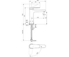 Praustuvo maišytuvas Ideal Standard CERAFINE O Nuovo H120, be dugno vožtuvo, BlueStart, 3,8 l/min, matinė juoda