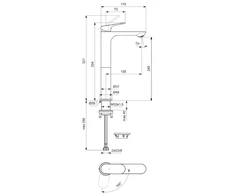 Praustuvo maišytuvas Ideal Standard CeraLife O H240 be dugno vožtuvo, BlueStart, 3,8 l/min, chromas