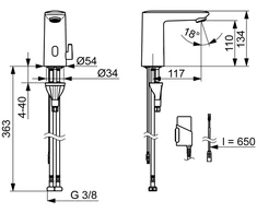 Praustuvo maišytuvas Oras Electra Safety, 3 V, BLUETOOTH, juodas matinis