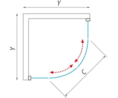 Roth dušas stūris Houston Neo, 800x800 mm, h=1900, r=550, briliants/matēts stikls
