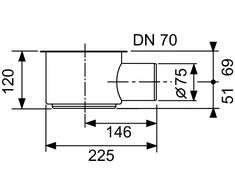 TECEdrainline sifonas, DN 70 horizontalus, montavimo H 148mm; pralaidumas 1.4 l/s