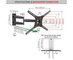 Laikiklis BARKAN BM443LP 13"-75" televizorius, 4 lankstų, prailgintas, sieninis, juodas