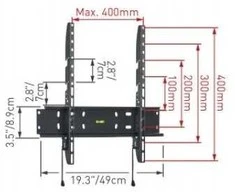 Laikiklis BARKAN E30.B 19"-65" TV, fiksuotas, sieninis, juodas