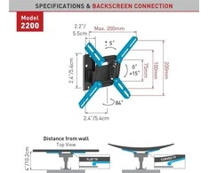 Laikiklis BARKAN 2200.B 26"-39" LED televizorius, 2 lankstų, sieninis, juodas