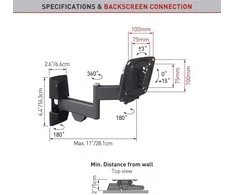 Laikiklis BARKAN E140.B 13"-29" TV, 4 lankstų, sieninis, juodas