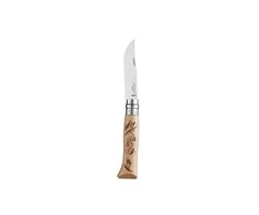 Peilis „Opinel“ Nr.8 su slidinėjimo motyvais graviruota buko rankena