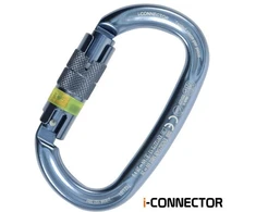 Italija KONG i-Ovalone Twist Lock Bright Titanium – ovalus karabinas su NFC