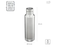 JAV Klean Kanteen Insulated Classic Pour Through cap Brushed Stainless 750ml termosinė gertuvė