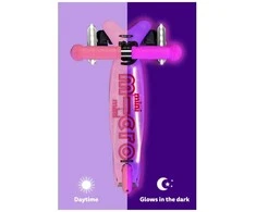 Rožinė Mini Micro Deluxe Glow LED Plus Frosty Rožinė paspirtukas