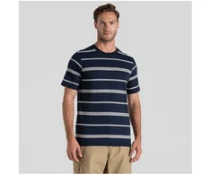 Prancūzija Craghoppers Buffon Short Sleeved T-Shirt M | Mėlyna Navy Stripe marškinėliai - XL - Mėlyna