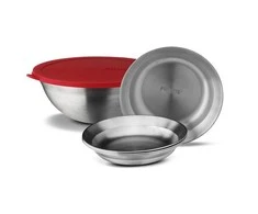 Švedija Primus Campfire serving kit steel bowl with lid and 4 plates