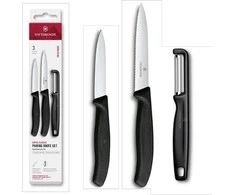 Šveicarija Victorinox Paring Knife Set su skustuku 3 vnt. juodas