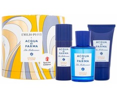 Set Acqua di Parma: Blu Mediterraneo Arancia di Capri Eau De Toilette Unisex, 75 ml + Blu Mediterraneo Arancia di Capri Losjonas kūnui All Over The Body, 50 ml + Blu Mediterraneo Arancia di Capri Cleansing Dušo želė For All Skin Types, 40 ml