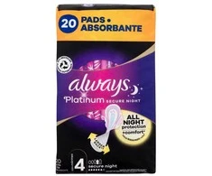 Always Platinum Secure Night Size 4 Higieniniai Paketai su Sparneliais, 20 vnt.