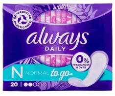 Always Panty liners To Go Normal 20 pcs Slankiojantys įklotai 20ml kelnaitės ir įklotai po gimdymo Moterims