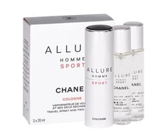 Chanel Allure Homme Sport Travel Purškiklis Rechargeable 4 dalių rinkinys vyrams