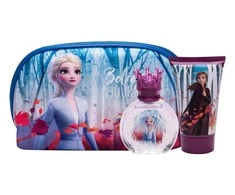 Disney Frozen II vaikiškos kosmetikos rinkinys (EDT tualetinis vanduo, 50 ml + dušo želė, 100 ml + kosmetinė)