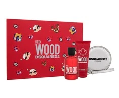Rinkinys moterims Dsquared2 Red Wood: EDT, 100 ml + dušo želė, 100 ml + piniginė
