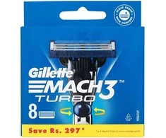 Gillette Mach3 Turbo, 8 skustuvo peiliukų pildymo kasetės vyrams