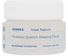 Korres graikiškas jogurtas Probiotic Quench Sleeping Facial Facial Night Skin Kreminis