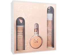 Lattafa Fakhar Lattafa EDP rinkinys moterims (EDP 100 ml + Dezodorantas 200 ml + Air Freshener 300 ml)