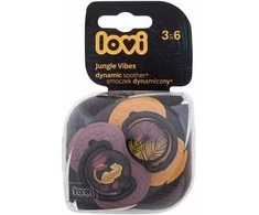 LOVI 22/902 Dinaminis silikoninis čiulptukas 3-6m 2vnt Jungle Vibes Girl
