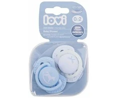LOVI silikoninis čiulptukas, Baby Shower Boy, 0-2mėn., 2 vnt., 22/900boy