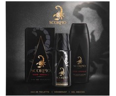 Scorpio Noir Absolu EDT rinkinys vyrams (EDT 75 ml + Dušo želė 250 ml + Dezodorantas 150 ml)