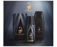 Scorpio Vertigo EDT rinkinys vyrams (EDT 75 ml + Dušo želė 250 ml + Dezodorantas 150 ml)