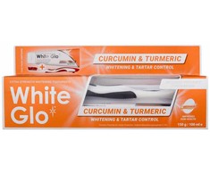 White Glo Baltas Glo Curcumin &amp; Turmeric Dantų pasta balinanti dantų pasta su kurkuminu ir ciberžole 150g/100ml + dantų šepetėlis