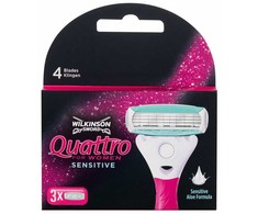 Wilkinson Sword Quattro For Women Sensitive keičiami peiliukai moteriai, 1 peiliukas