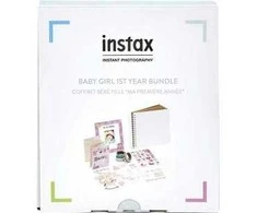Nuotraukų rėmelis Fujifilm instax rinkinys 1-ajam vaiko gimtadieniui, rožinis (rėmelis, albumas, lipdukai ir dekoruota lipni jostelė)