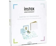 Nuotraukų rėmelis Fujifilm instax rinkinys 1-ajam vaiko gimtadieniui, mėlynas (rėmelis, albumas, lipdukai ir dekoruota lipni jostelė)