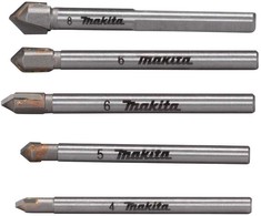 Grąžtas Makita Grąžtų rinkinys stiklui ir plytelėms: 4x51mm, 5x51mm, 6x58mm (2x), 8x58mm E-25410