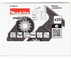Makita Įgilinamieji pjovimo ašmenys 65mm TMA055; BIM, STARLOCK, Medis, 25 vnt. E-25915 TMA055; BIM, SL , Medis