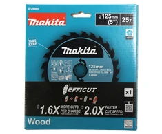 Makita T.C.T. pjovimo ašmenys, 125x20/25T/1,35, Efficut E-28880