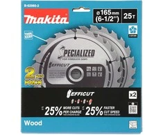 Makita T.C.T. pjūklas 165X1.4X20mm 23° T25 EFFICUT 2 vnt. B-62985-2