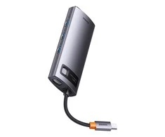Hub 7in1 Baseus Metal Gleam Series USB-C iki 3x USB 3.0 + HDMI + USB-C PD + VGA + Ethernet RJ45
