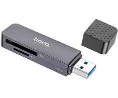 Atminties kortelių skaitytuvas Hoco HB45 2-in-1 USB3.0 pilkas