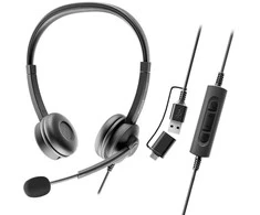 Ausinės su mikrofonu Axtel FLOW UC stereo USB-A/C juodos