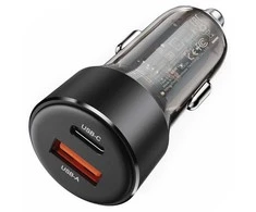 Automobilinis įkroviklis Acefast B12 60W USB-C/USB-A juodas