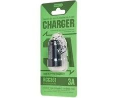 Automobilinis įkroviklis Remax RCC361 15W USB-C/USB-A juodas