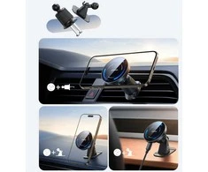 Joyroom JR-ZS502 MagSafe Compatible automobilinis laikiklis with Wireless Charger skirtas Air Vent/Dashboard – juodos spalvos