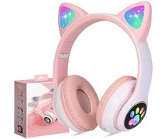 Belaidės ausinės Reach Cat Glow rožinės