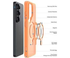 Dėklas Dux Ducis Yind Magnetic Stand Samsung S948 S26 Ultra oranžinis
