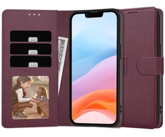 Dėklas Fancy Wallet Samsung S741 S26 FE tamsiai raudonas