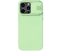 Dėklas Nillkin CamShield Silky Silicone Apple iPhone 15 šviesiai žalias