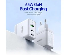 Įkroviklis DUZZONA T1 65W 2xUSB-C/USB-A baltas