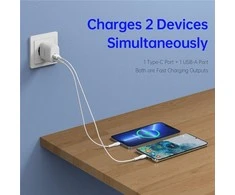 Oem Įkroviklis DUZZONA T2 30W 1xUSB, 1xType-C baltas